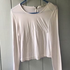 Long sleeve white zip back crop top sheer